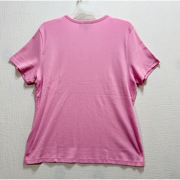 Karen Scott Pink V Neck Short Sleeve Top Women's PXL V Neck Short Sleeves Casual - Picture 2 of 8